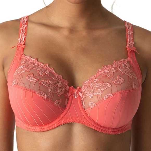 Prima Donna Deauville 32H Magenta Pink Lace Bra Underwire Floral Applique GUC - Picture 2 of 10